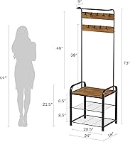 Vista 2 de Lavish Home Perchero de entrada - Banco de almacenamiento de árbol de metal, 18 pulgadas de ancho, plateado