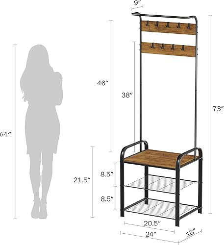 Miniatura 2 de Lavish Home Perchero de entrada - Banco de almacenamiento de árbol de metal, 18 pulgadas de ancho, plateado