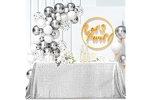 Hahuho 50x80 Inch Rectangular Silver Sequin Tablecloth for Weddings