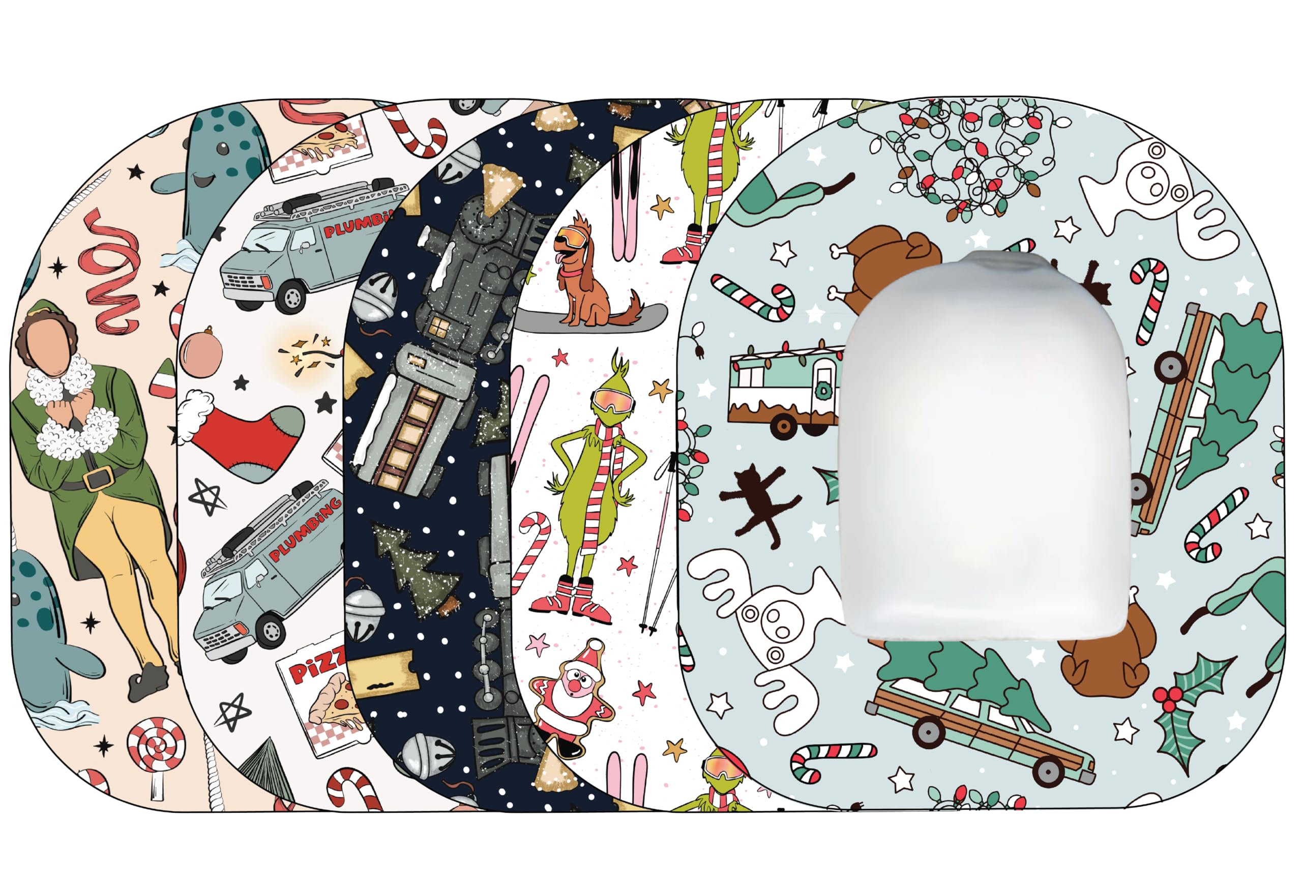 Glucomart Adhesive Patches for Omnipod | Waterproof & Hypoallergenic | Decorative Patch for Your Omnipod | Stickers for Omnipod | 5-Count Overpatches for Omnipod | Christmas Design