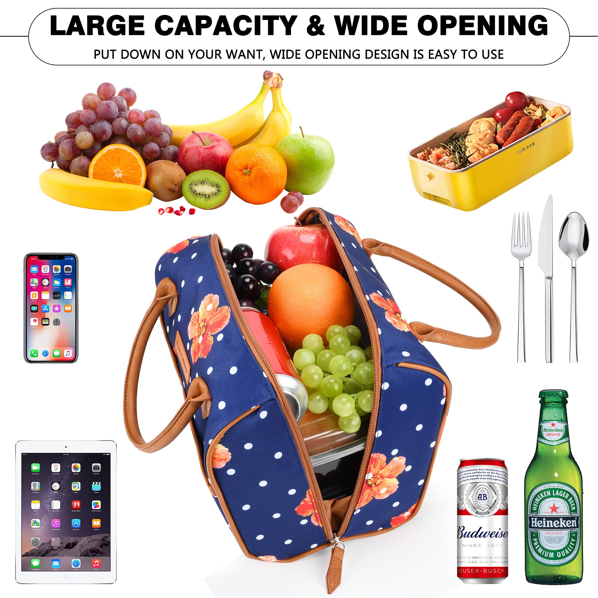 Tirrinia Lunch Bag Women Box Insulated Men Lunchbox Adults, Insulated Bag women Box Freezable Adult Cute Large Tote Cooler, Lunch Women Bag for Work, Picnic, Best Independence Day Gift, Blue