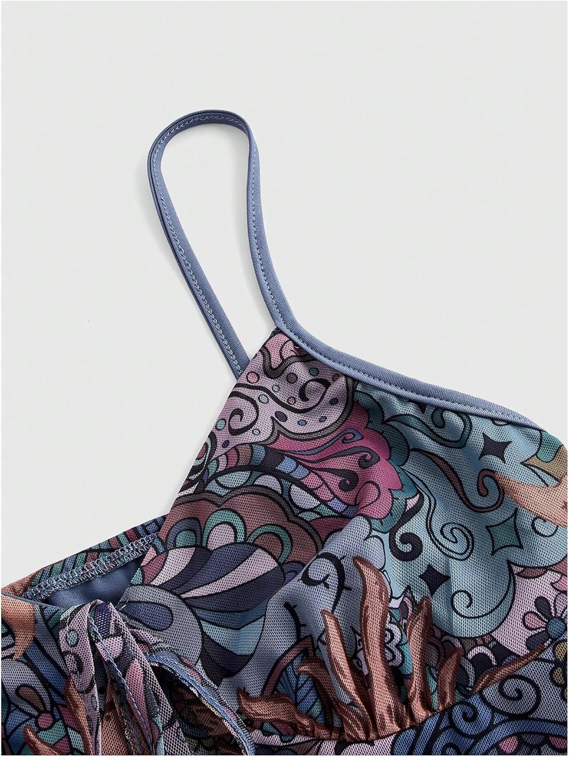 Milumia Women's Paisley Print Cami Short Dress Boho Mesh Mini Sun Dresses - Image 3