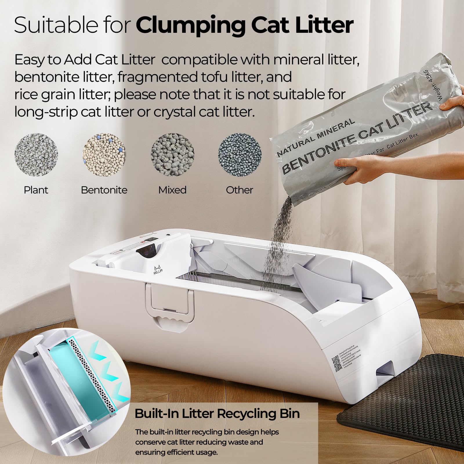 Self Cleaning Litter Box,Open-Top Automatic Cat Litter Box APP Control (2.4G/5G) with Health Tracking, Dual Safety Sensors&Odorless Design,Includes cat Litter & 3 Rolls Waste Bags(NO Tent) - image 5