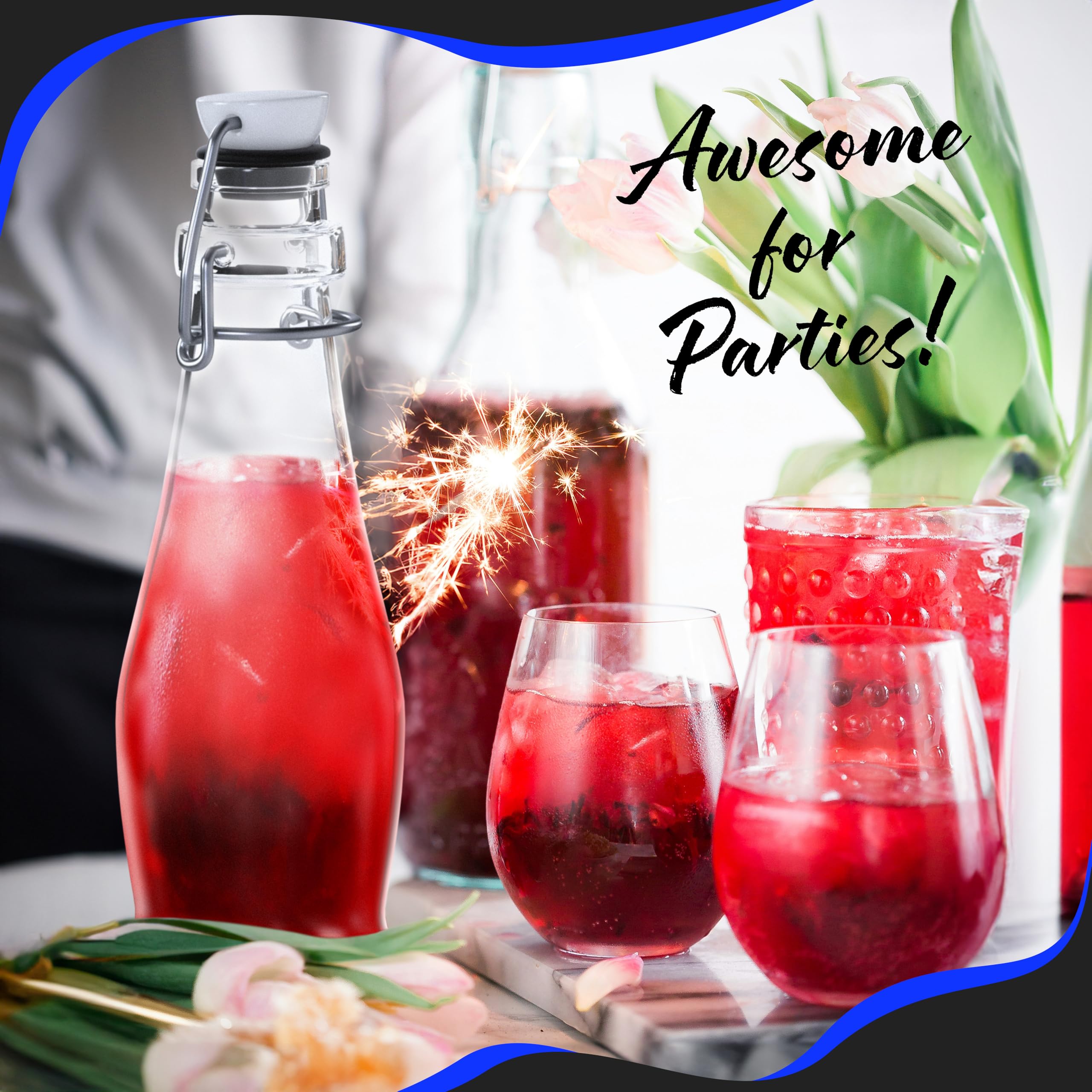 Nevlers Paquete de 12 botellas de vidrio con tapa abatible de 250 ml, botellas de vidrio transparentes con tapa, embudo plegable, cepillo de limpieza y marcador dorado, para uso como tarros de