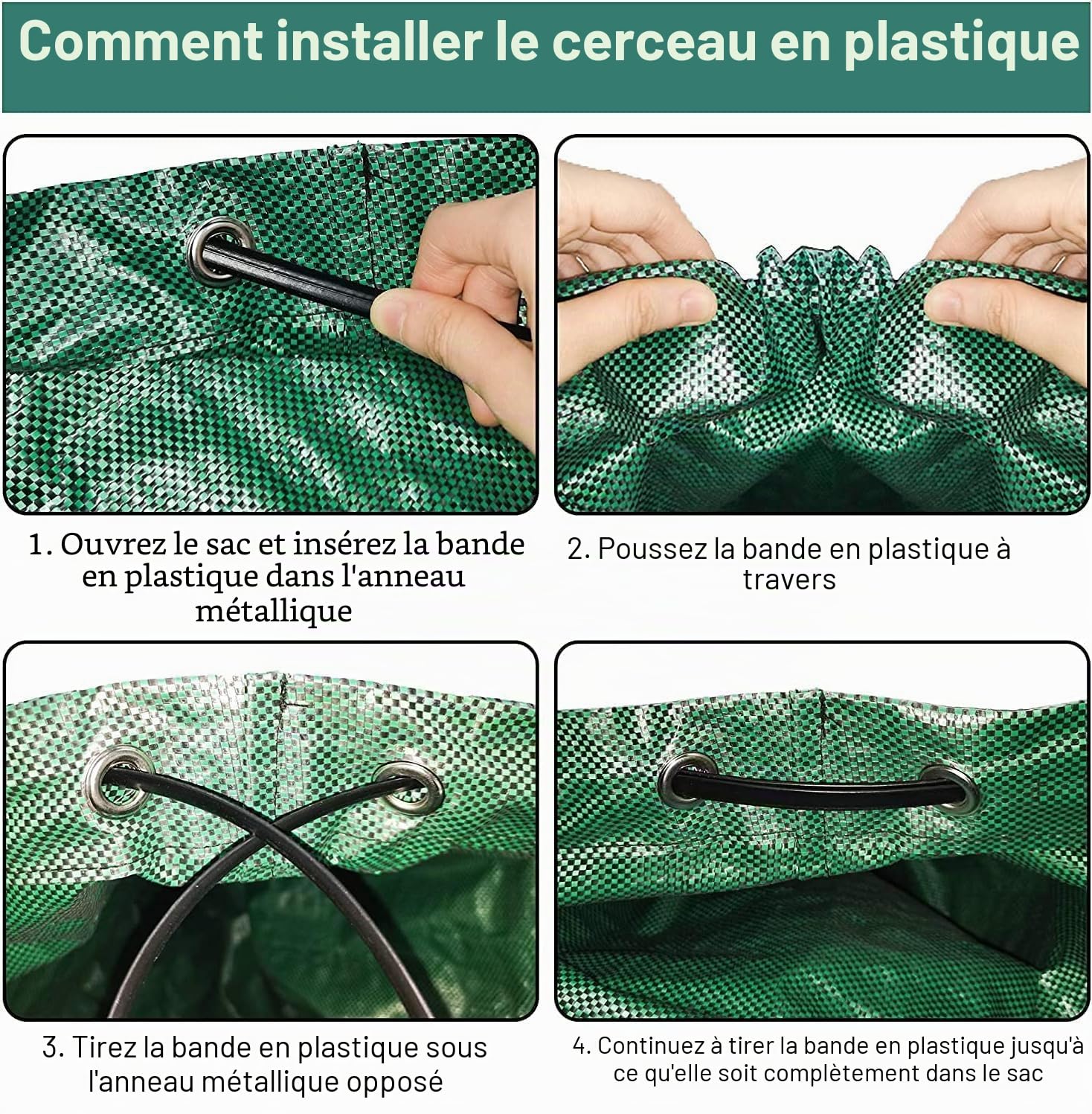 Sac à déchets de jardin – Sac de jardin avec couvercle – 272 L – Sac à déchets de jardin pliable autoportant avec 4 poignées, fermeture éclair étanche pour déchets de jardin, feuilles, pelouse