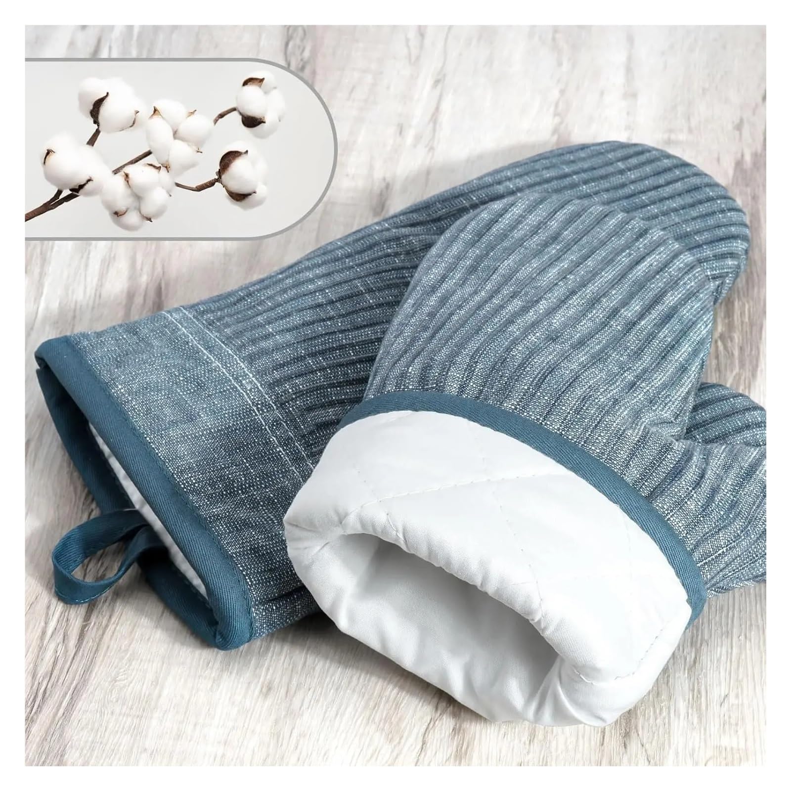 Ensemble Gants de Four et maniques, Silicone Microfibre Bleu