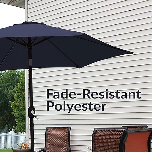 Miniatura 67 de Sunnydaze Sombrilla de patio al aire libre de 7.5 pies, sombrilla de poliéster con botón de inclinación y manivela, 8 varillas resistentes, color