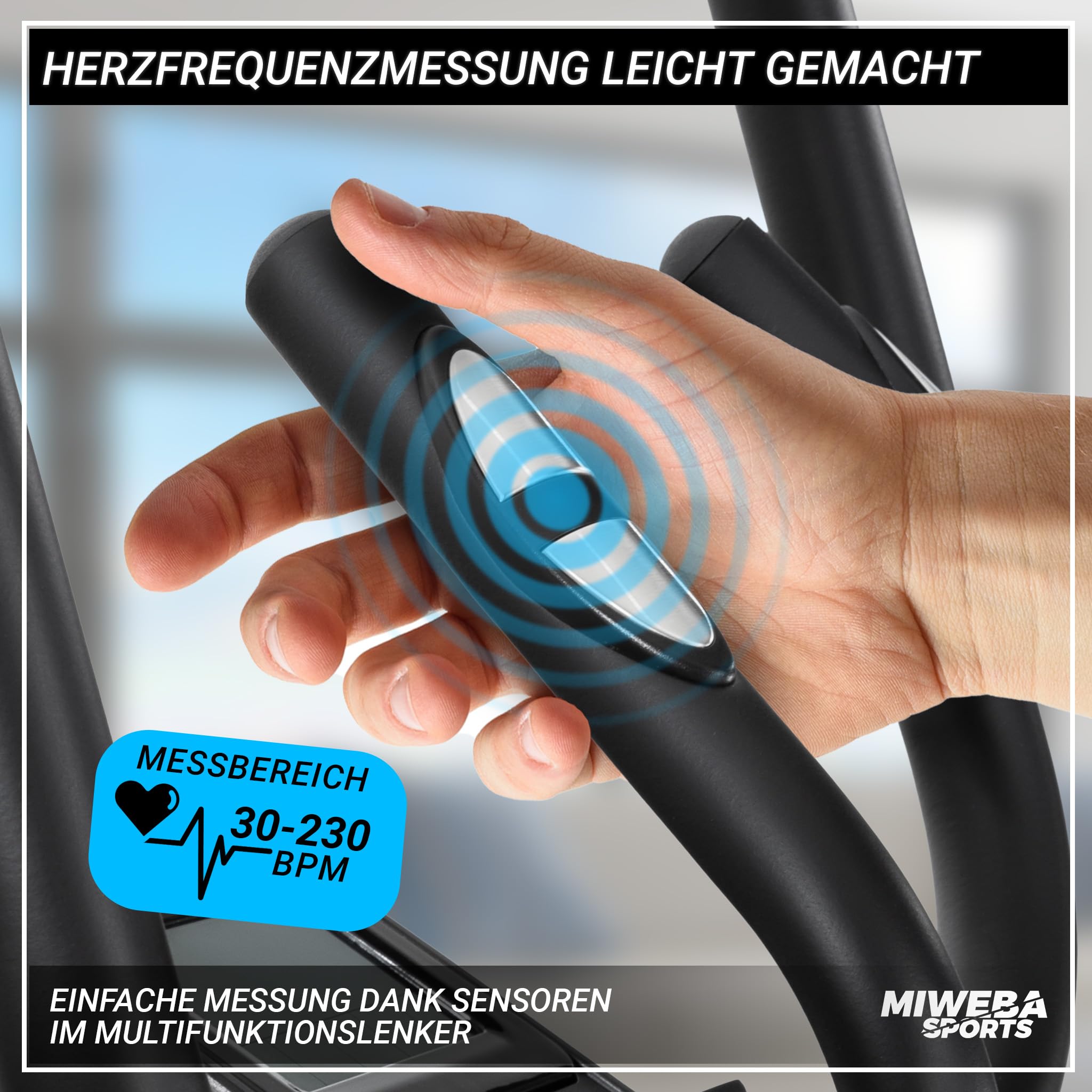 Miweba Sports Crosstrainer MC500 Stepper 7 kg Schwungmasse 120 kg Ergometer Heimtrainer leise Ellipsentrainer LCD Monitor Cardio Fitnessgerät Schwarz