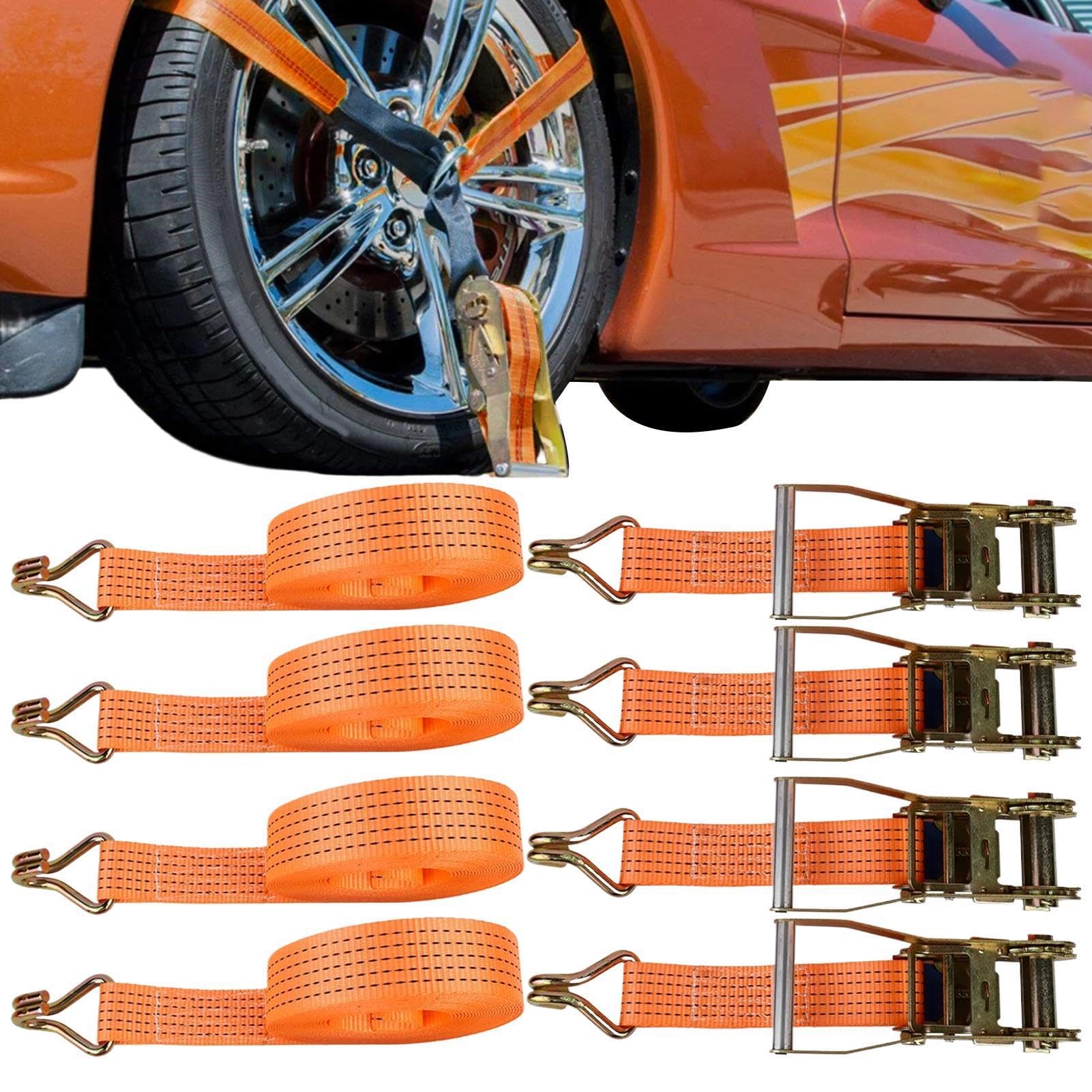 di tensione per binari delle ruote, set di 4 robusti tiranti per furgoni, camion, camper, moto, biciclette, kayak, carichi | per veicoli, furgoni, camion, moto, barche, kayak, rimorchi, camper