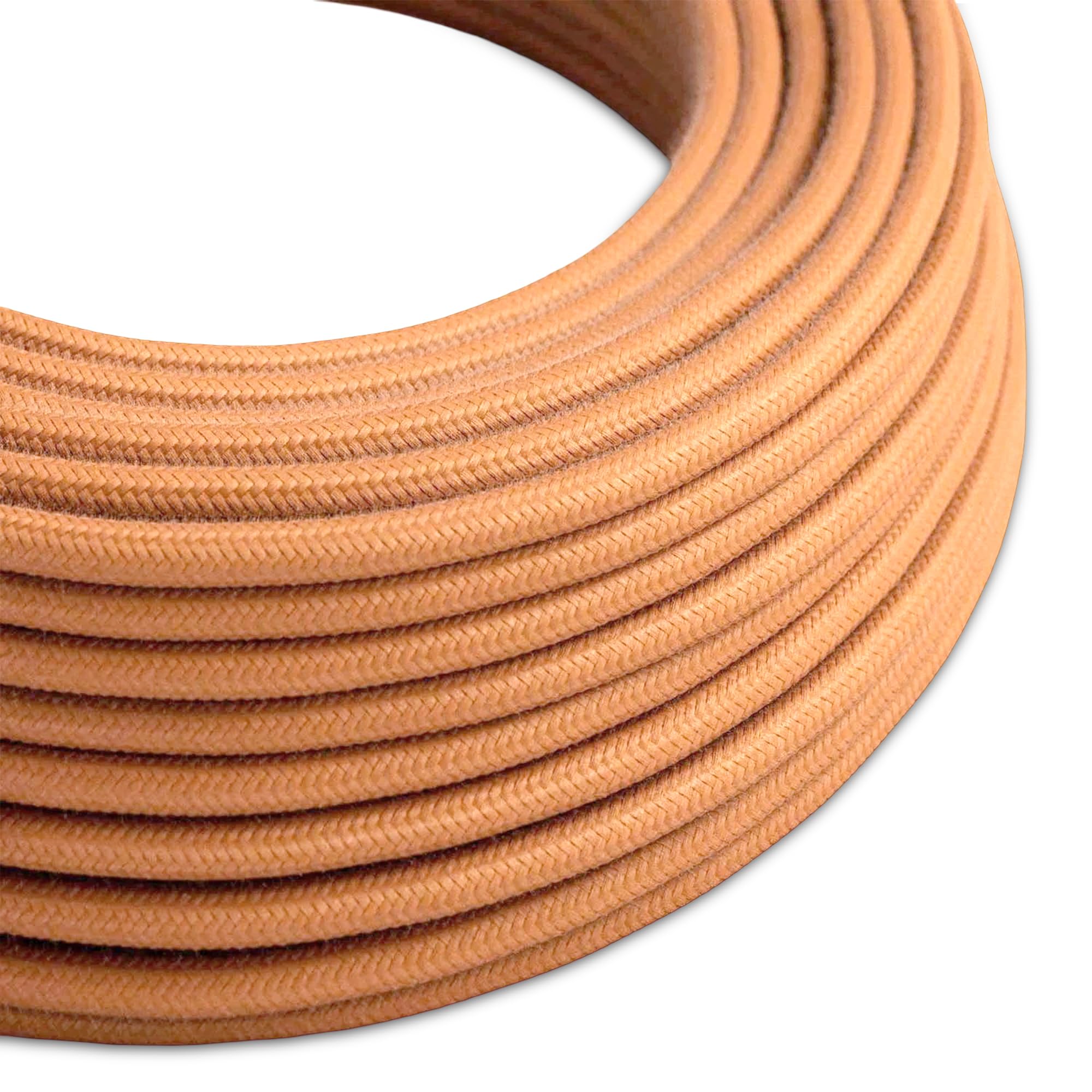 Fabric Cable 3 Core Light Brown Braided Decorative Electrical Wire - 5m