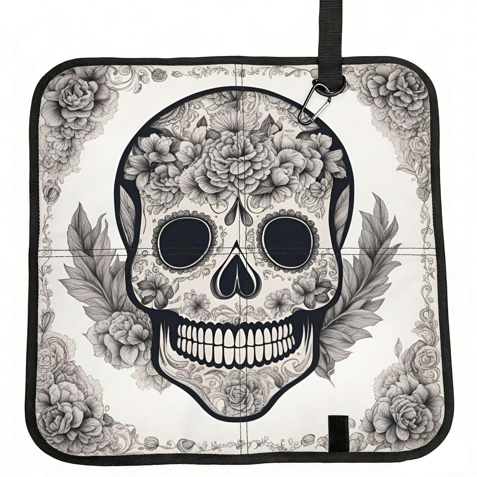 DIEzig Mexican Skull Printed Compact Foldable Sitting Pad Oxford Base, Portable Cushion for Fishing Sports Events