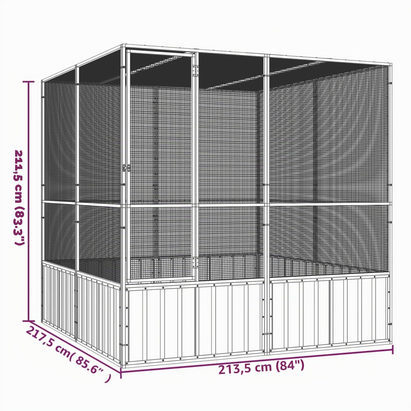 Gabbia per Uccelli Grande, Voliera per Uccelli da Esterno, Gabbie per Uccelli, Gabbia Uccelli, Gabbia per Uccell Antracite 213,5x217,5x211,5 cm Acciaio Zincato