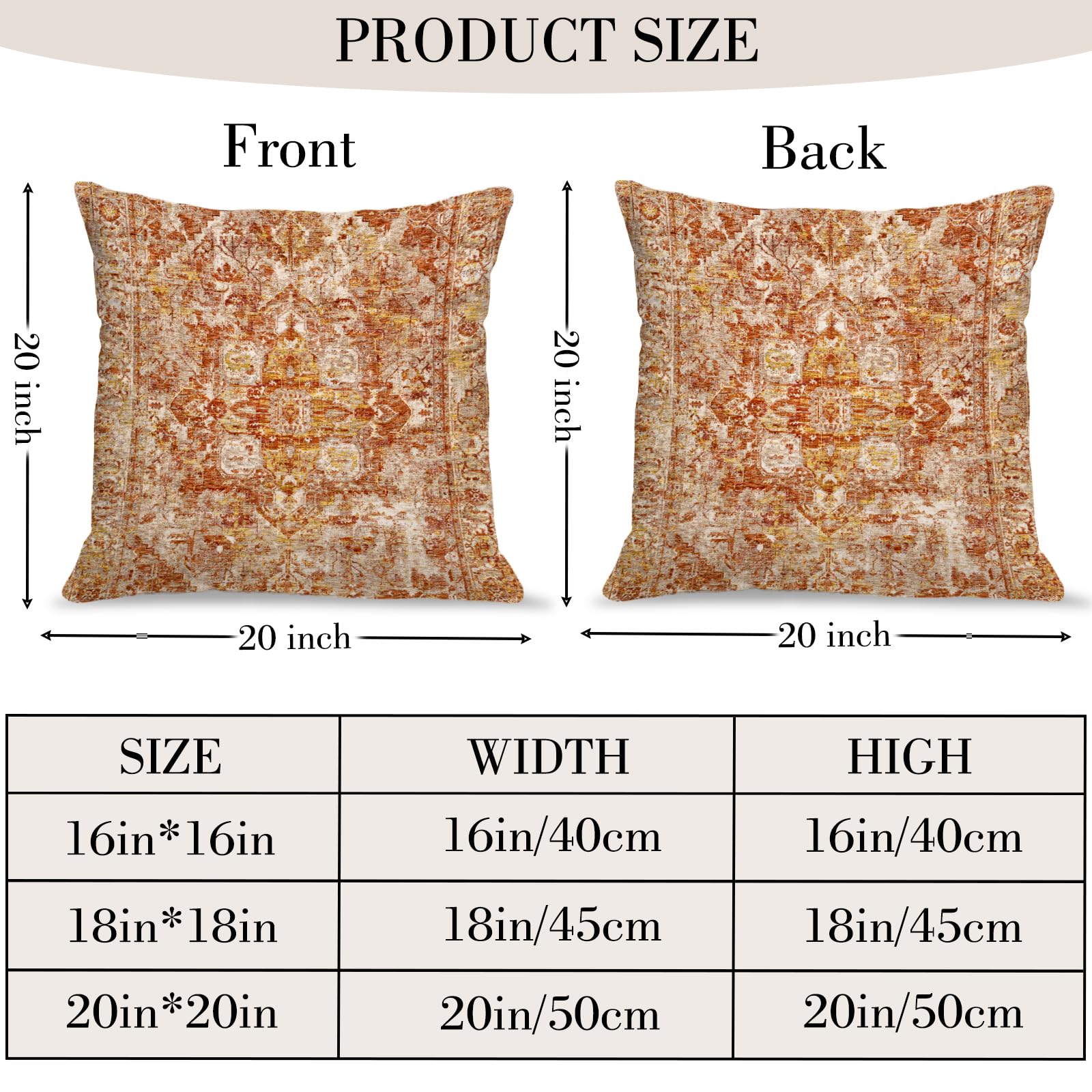 HZYKDWD Boho Cushion Covers 50x50 cm Set of 2,Boho Vintage Carpet Pattern Antique Ethnic Decor Double Sided Pattern Throw Pillow Covers Soft Pillow Case Living Sofa Room Bed Square Pillow Cover - Image 2