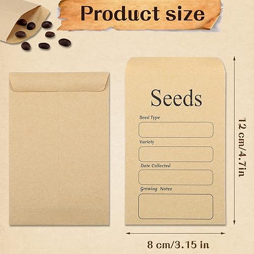 Miniatura 2 de 100 sobres de semillas resellables autoadhesivos para semillas de 3.15 x 4.72 pulgadas, sobres de ahorro con plantilla de recolección preimpresa