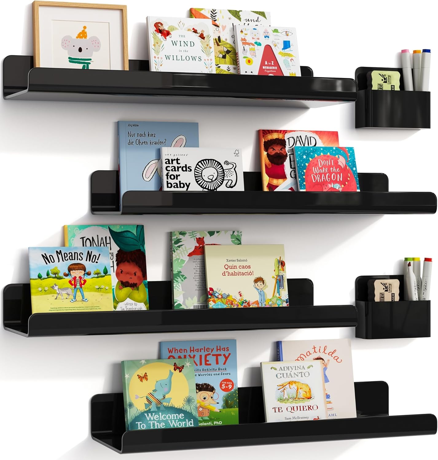 Magnetic Book Shelf, Magnetic Shelf for White Board, Magnetic Shelves for Classroom with Pen Holder