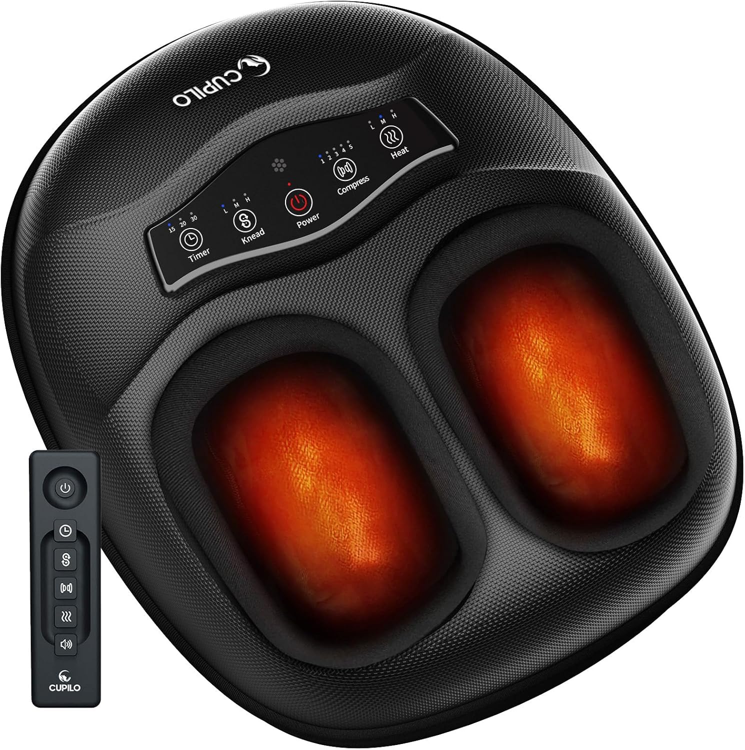 CuPiLo FSA Foot Massager with Heat and Remote - HSA Eligible, Feet Massager for Plantar Fasciitis & Neuropathy, Shiatsu Deep Kneading for Foot Pain Relief, Gifts for Mom Dad, Fits Up to Size 13