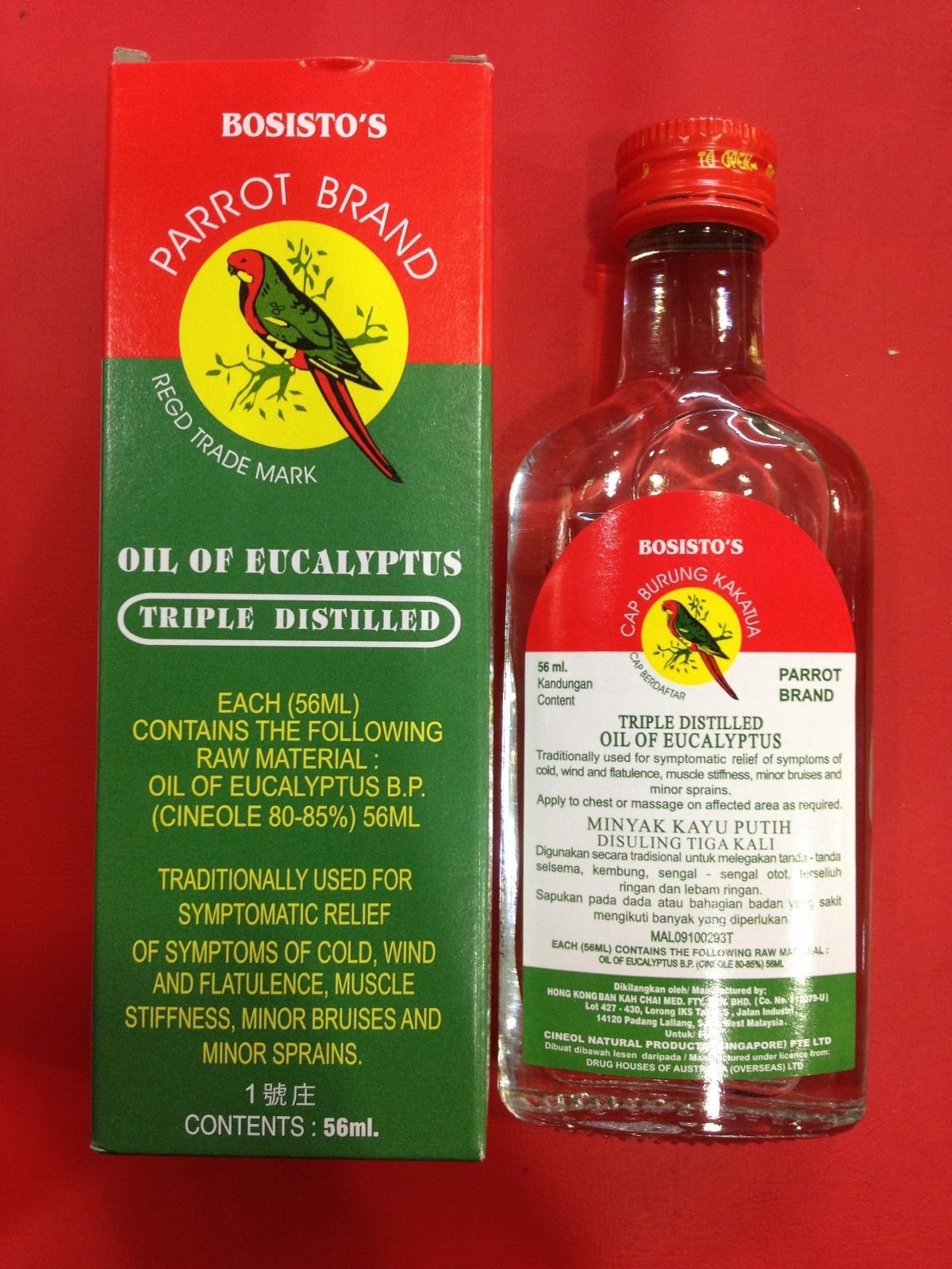 Parrot Brand Oil of Eucalyptus Triple Distilled 56ml for External Use Only