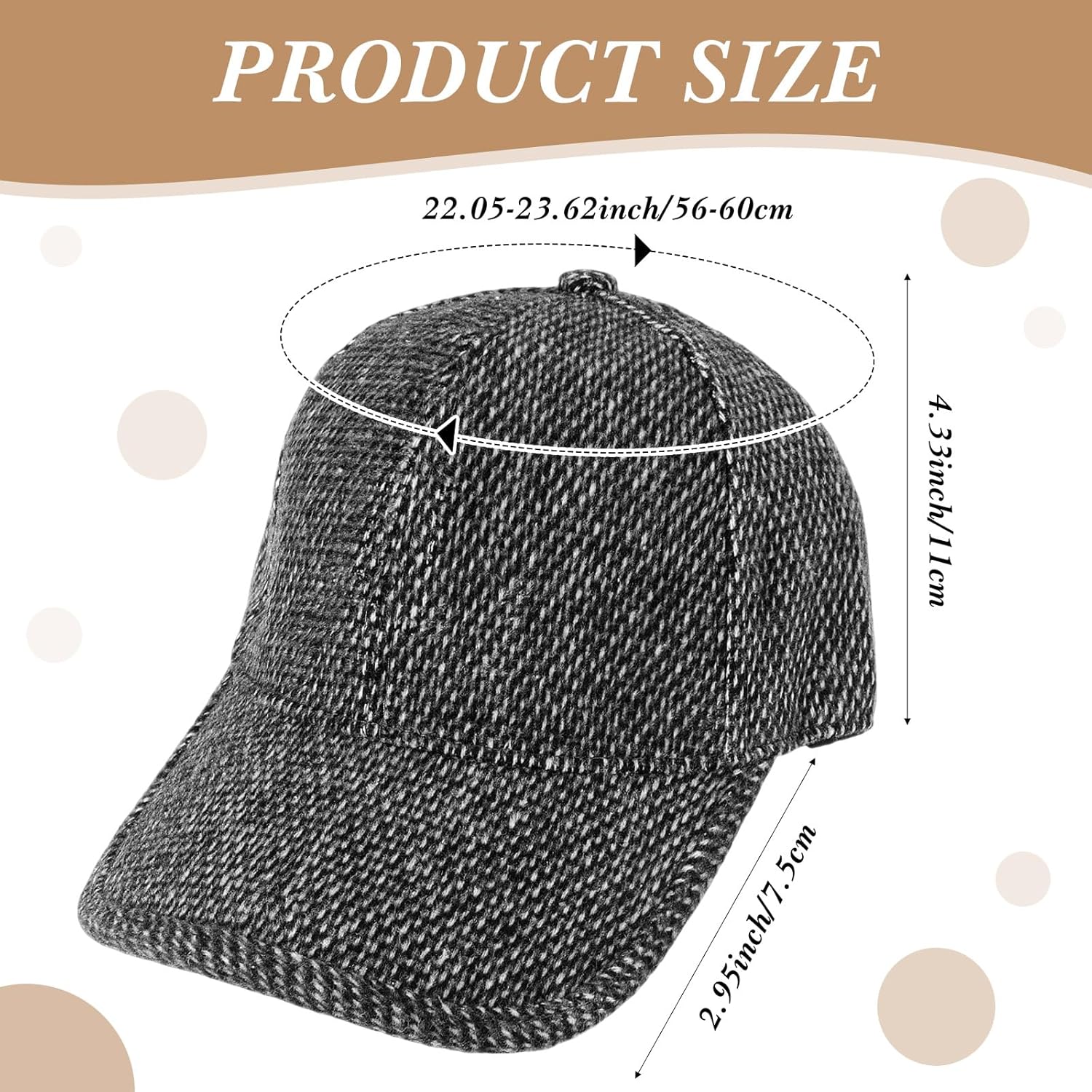 Coume 3 Pack Winter Baseball Cap with Ear Flaps Baseball Winter Hats with Earmuffs for Men Outdoor Sports Running