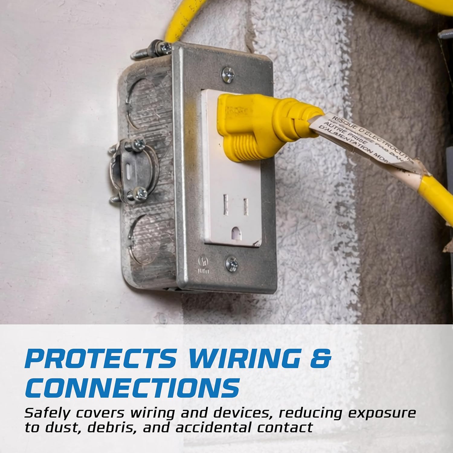 OHLECTRIC 4-inch Rectangular Handy Box Covers - Decorator Steel Junction and Device Box Cover | Fire Rated Electrical Protection | UL Listed (Pack of 4)