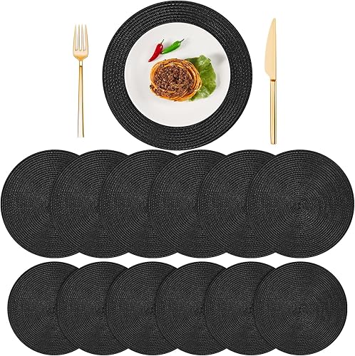 Juego de 20 manteles individuales trenzados, antideslizantes, redondos, trenzados, de 15 y 12 pulgadas, de polipropileno, resistentes al calor, para