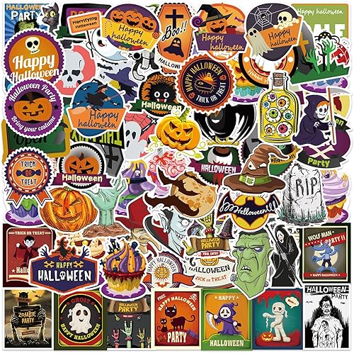 Calcomanías de Halloween para niños, 100 calcomanías de vinilo para decoración de Halloween, manualidades de Halloween, regalos de fiesta para