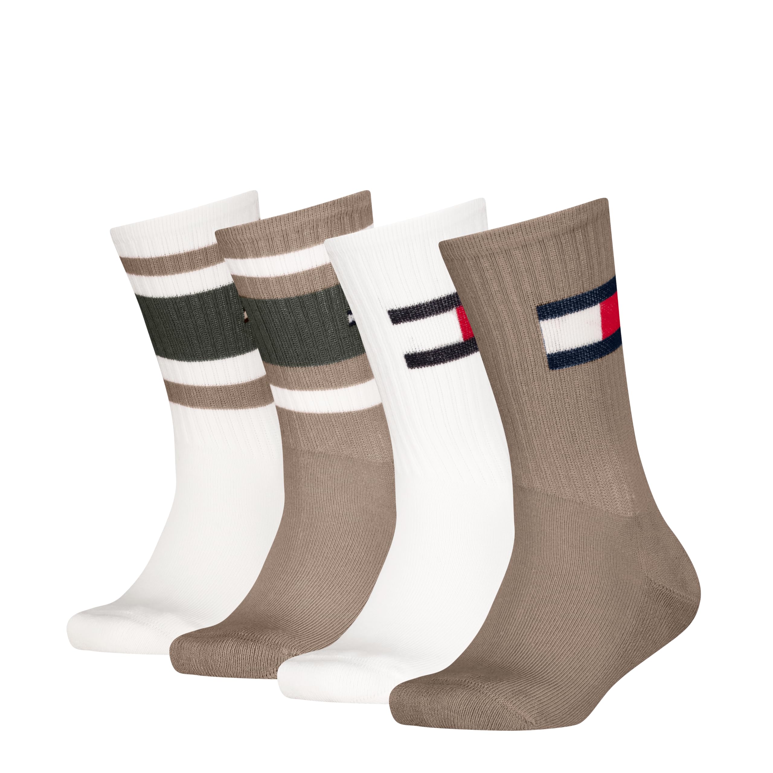 Tommy Hilfiger 8719965009202 TH Kids Socks 4P Flag & Sport Stripe Ecom, camel, 35-38