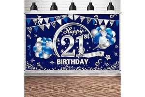 Sparkling Blue Silver 21st Birthday Backdrop