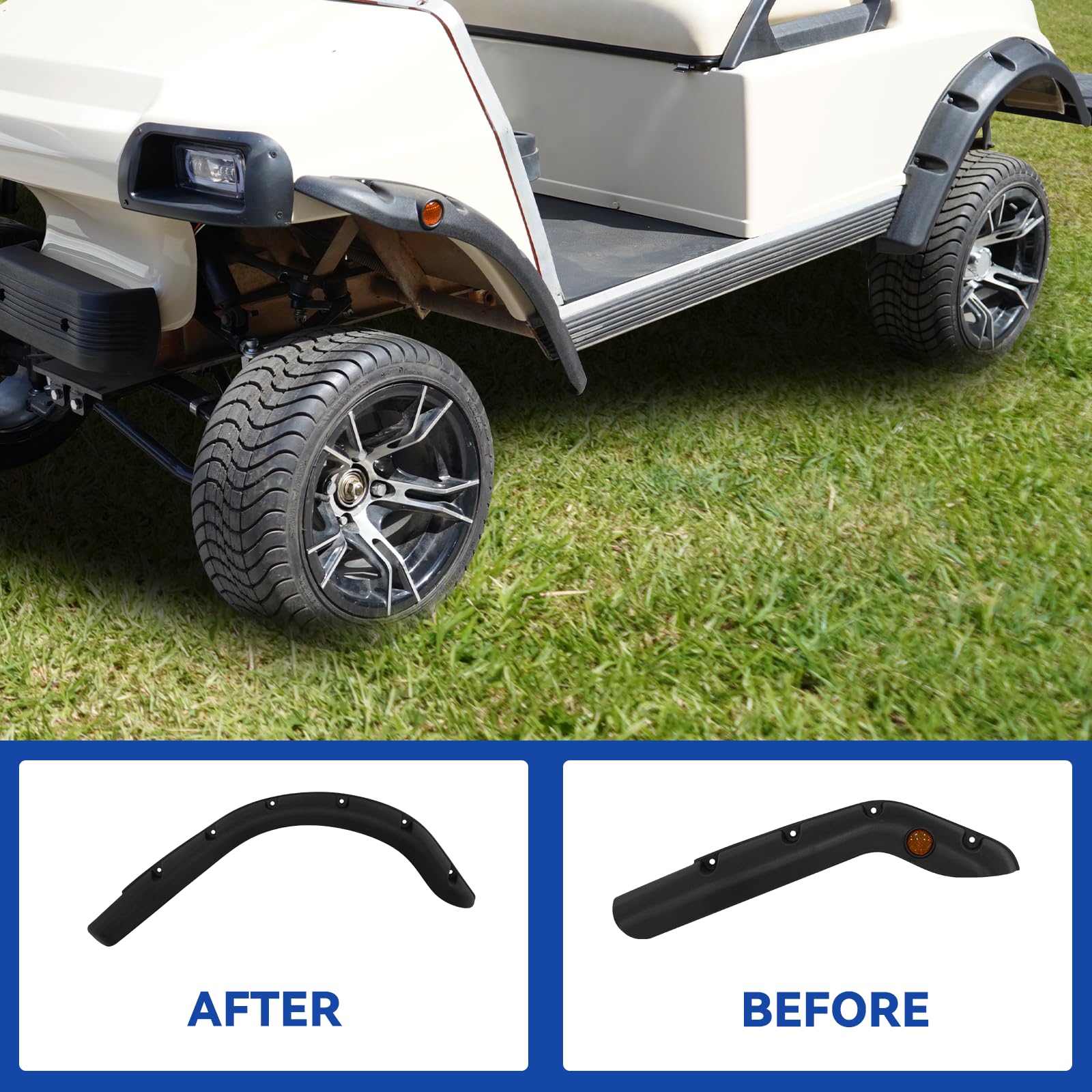SHUNCHENXIANG Club Car DS Golf Cart Fender Flares with Self-Tapping Screws for 1993-Up Models,Constructed of Impact-Resistant ABS plastic for Lifted Golf Cart with Offroad Tires