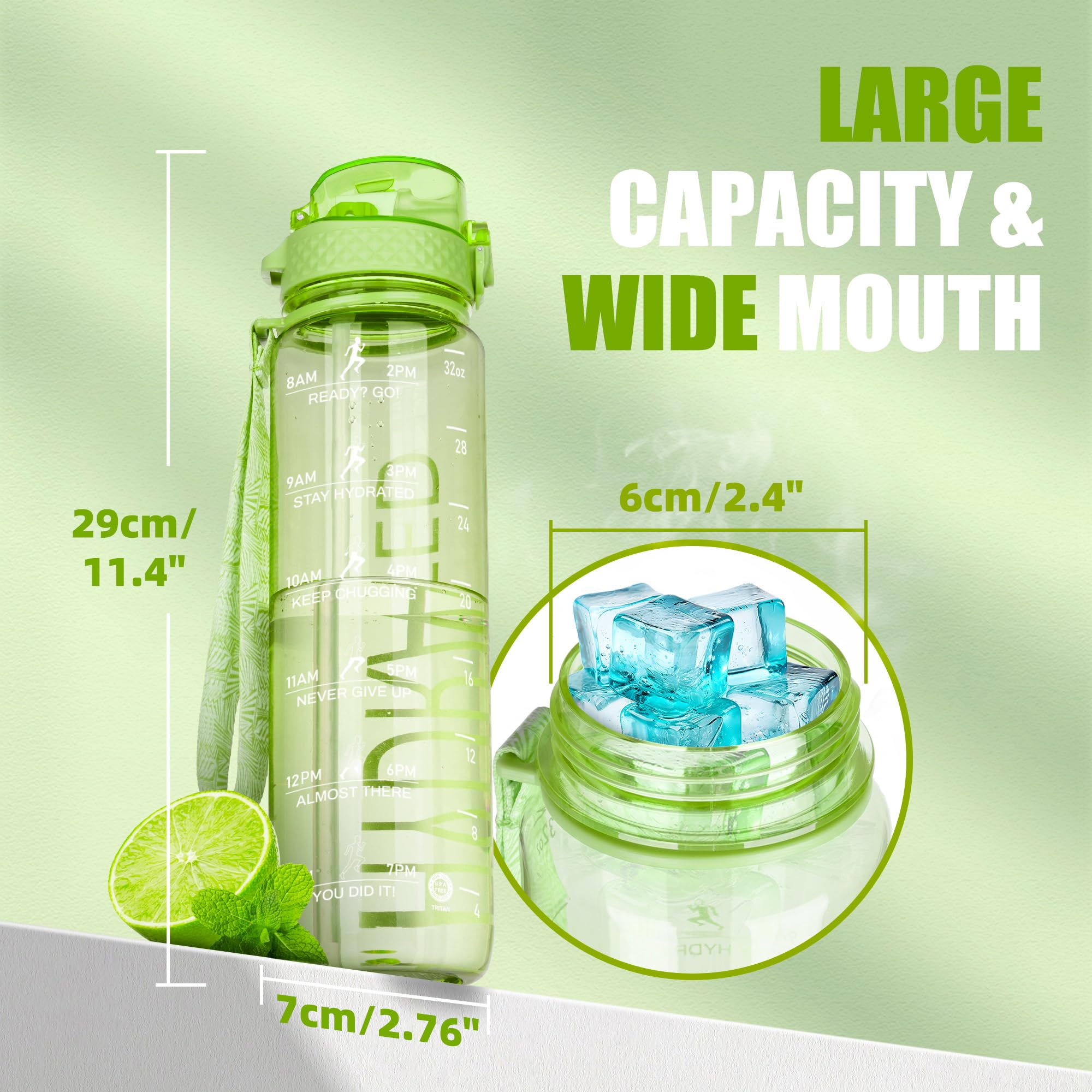 OLDLEY 1L Sports Water Bottle with Straw, Tritan 1 Litre Motivational Drink Bottle - Image 4