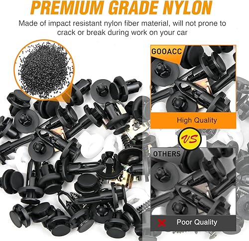 Vista 49 de GOOACC - GRC-47 Clips universales de plástico para guardabarros, 200 clips de remache con 6 tamaños de clips de retención de carrocería