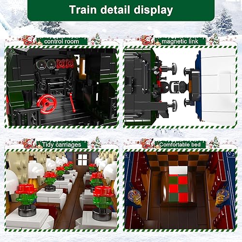 Miniatura 4 de Mould King 12025 Juguete de construcción de tren, locomotora de vapor, tren de iluminación, bloques de construcción con luz LED, tren de control