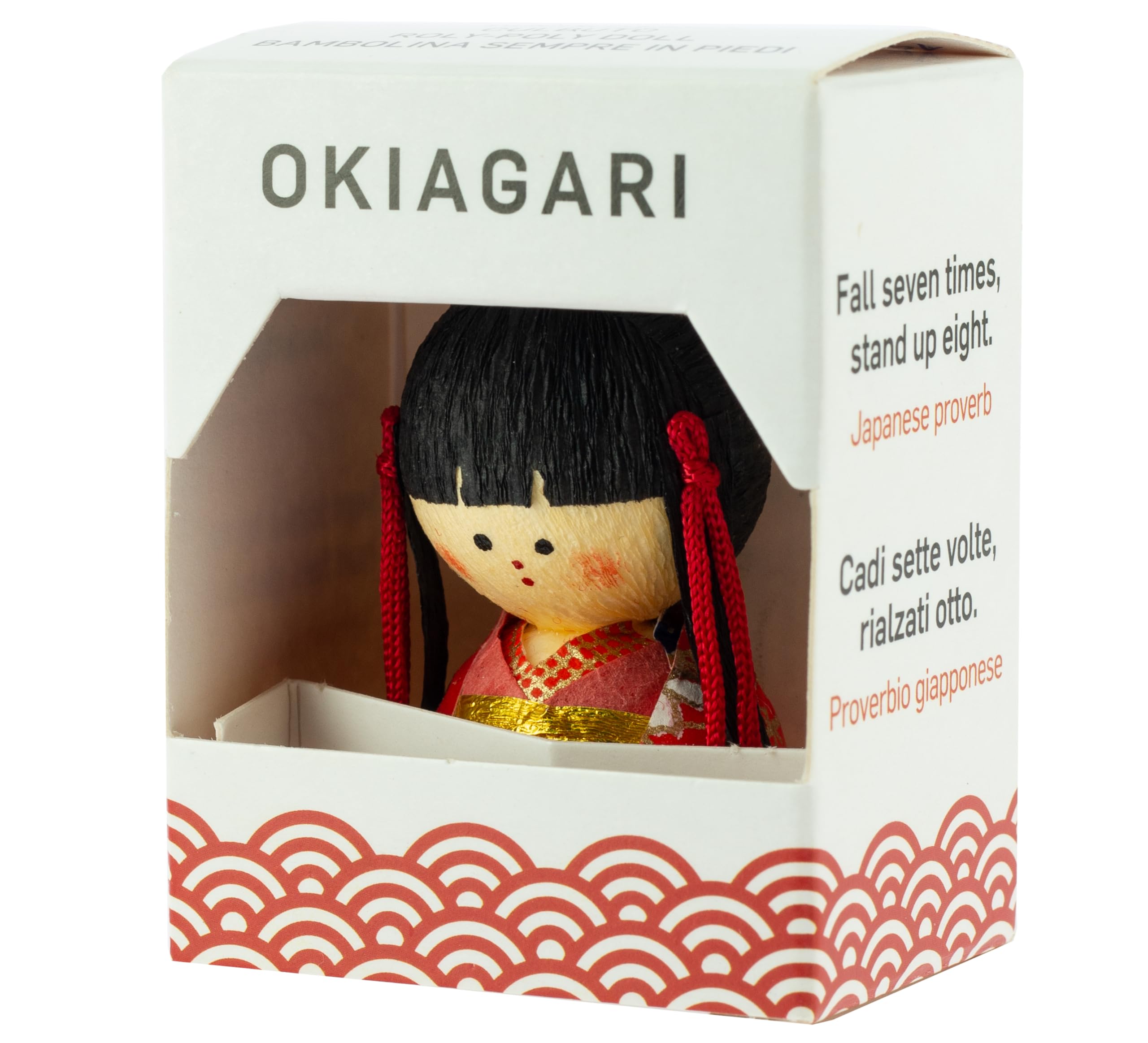 Tentetieso Okiagari Hime Principessa, Cartapesta, Rosso, 4,5x3x4 cm