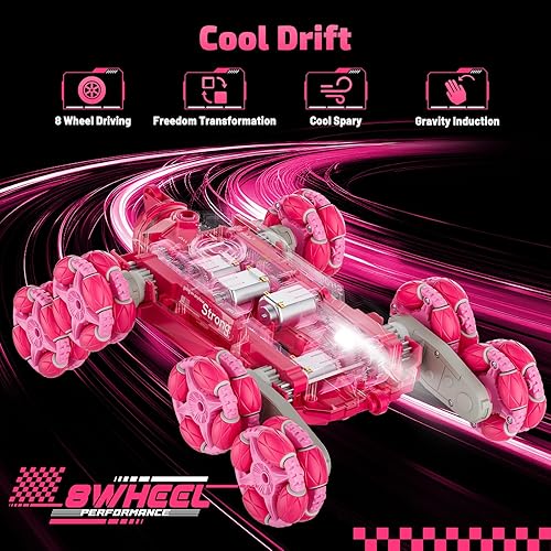 Miniatura 10 de Carsky 8WD - Coches de control remoto para edades de 8 a 13 años, autos de acrobacias a control remoto para niños, juguetes giratorios de 360 de