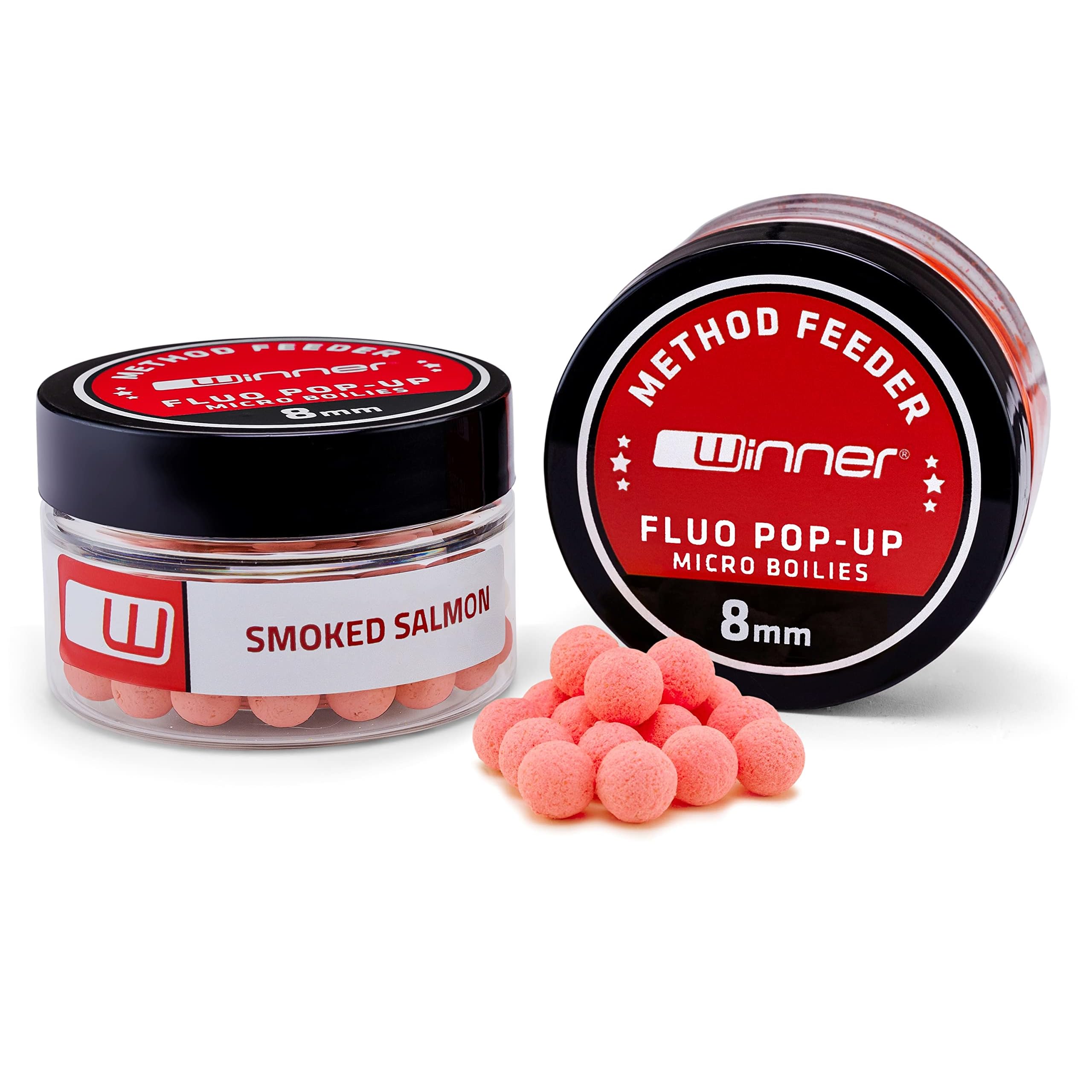 Tandem Baits Method Feeder Fluo Pop-up Micro Boilies 8mm 20g Smoked Salmon Carp Bait Carp Fishing Bait for Big Fish Fishing Carp Accessories for Professionals & Hobby Anglers