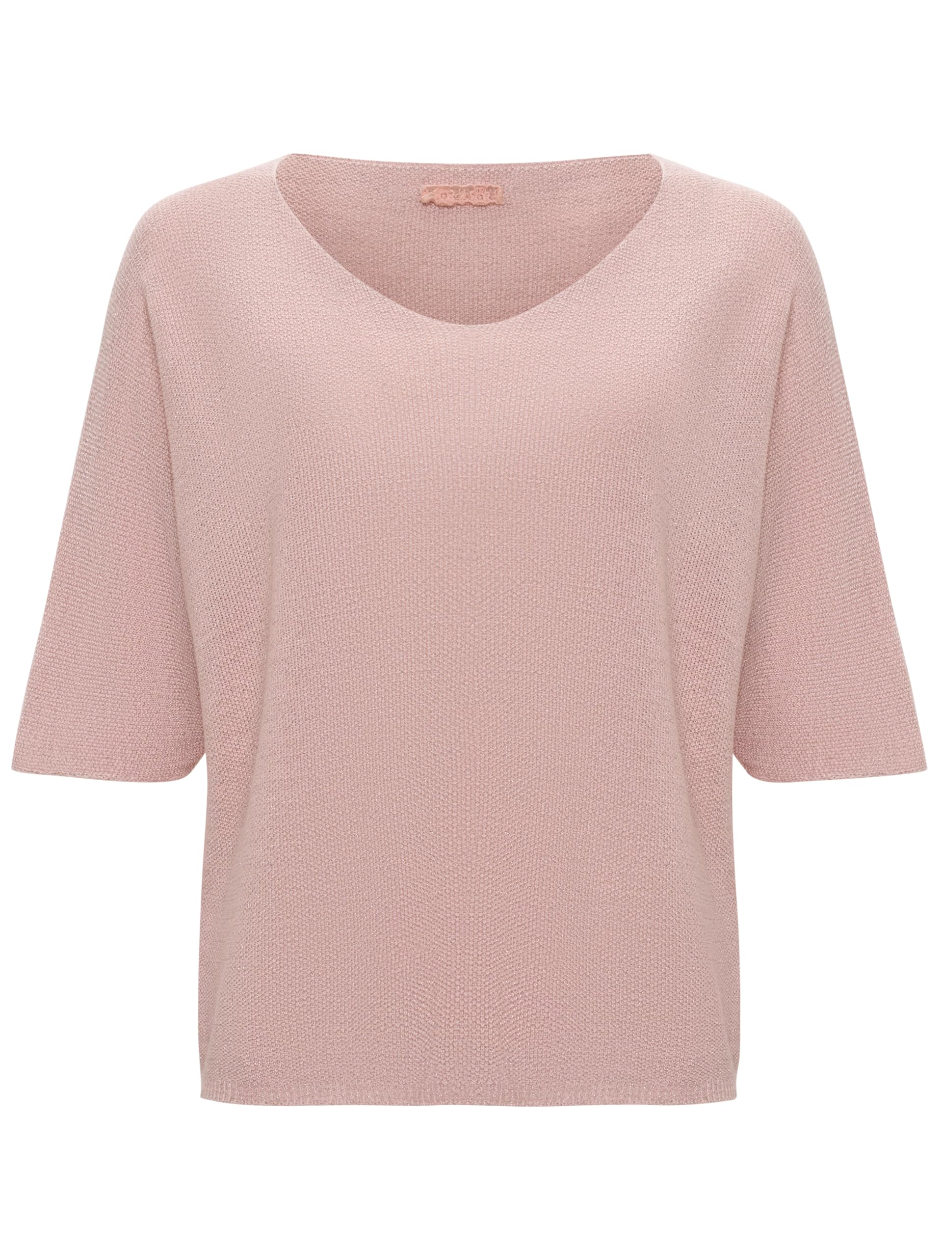 Feinstrickpullover Damen V-Ausschnitt dünner Pullover Damen Oversize Leichter eleganter Glitzer Lurex Pullover Frauen, Made in Italy