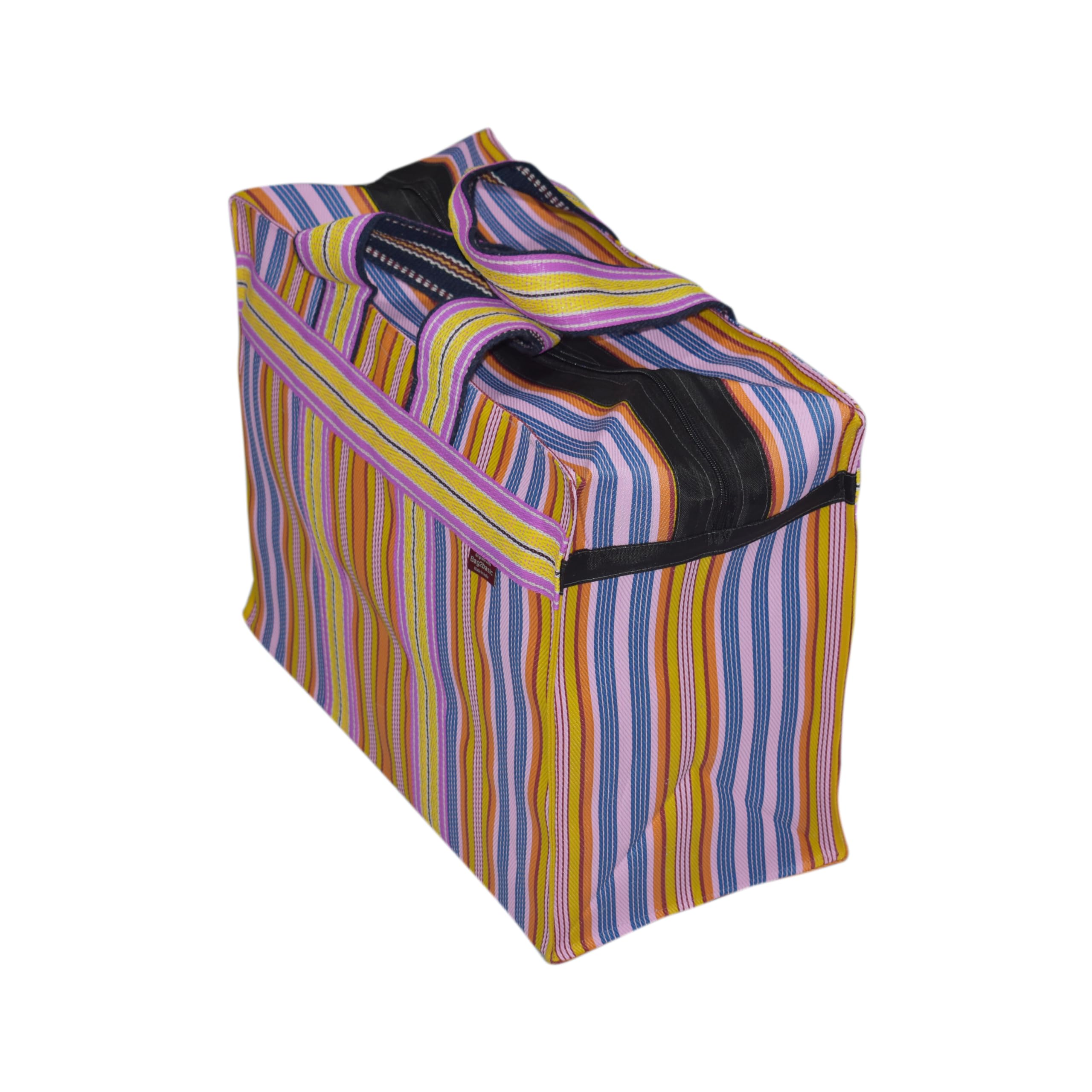 (B2B25NY) Reusable Recycled Multi Colour Cloth Tote Cum Handbag Jhola Storage Bag underbed Storage 20 x 14 x 9 inch (Zipped Box) 1 pc only