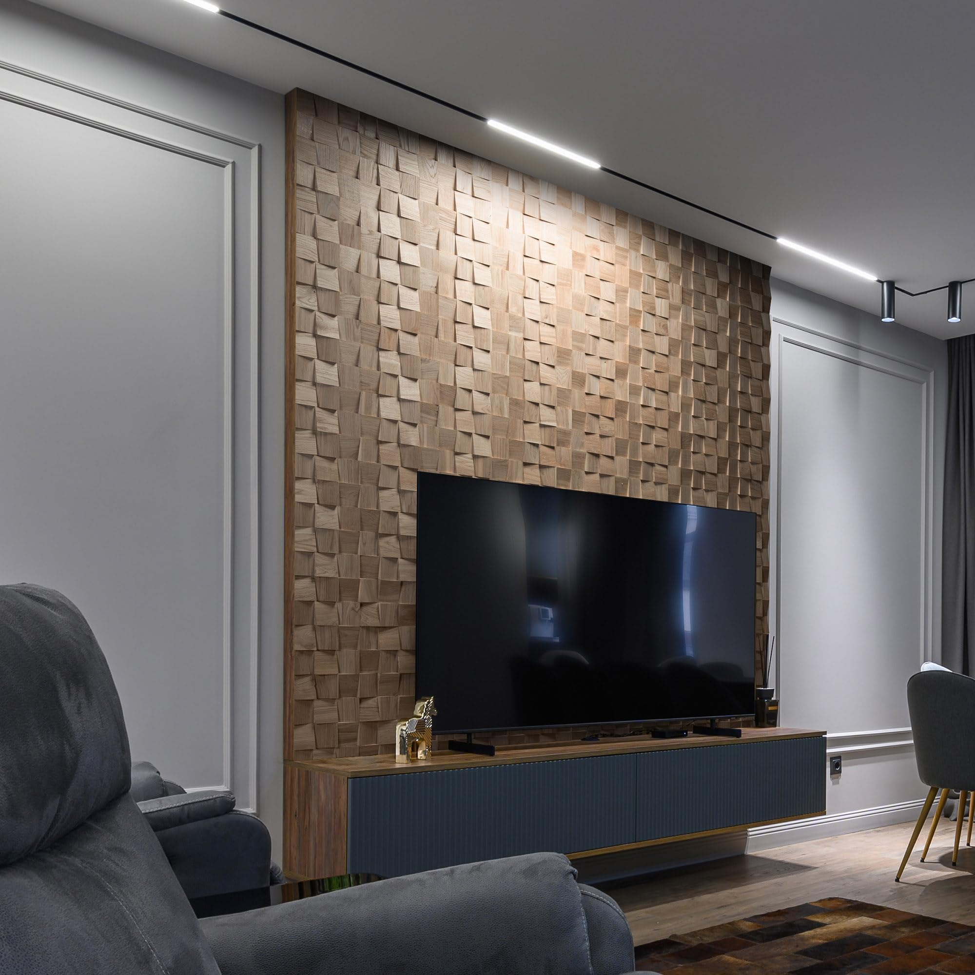 Revestimiento de pared de madera con aspecto 3D Natural de roble, paneles de madera para decoración de paredes, revestimiento de madera, pared de madera, diseño de pared del modelo Dominus de Wooden