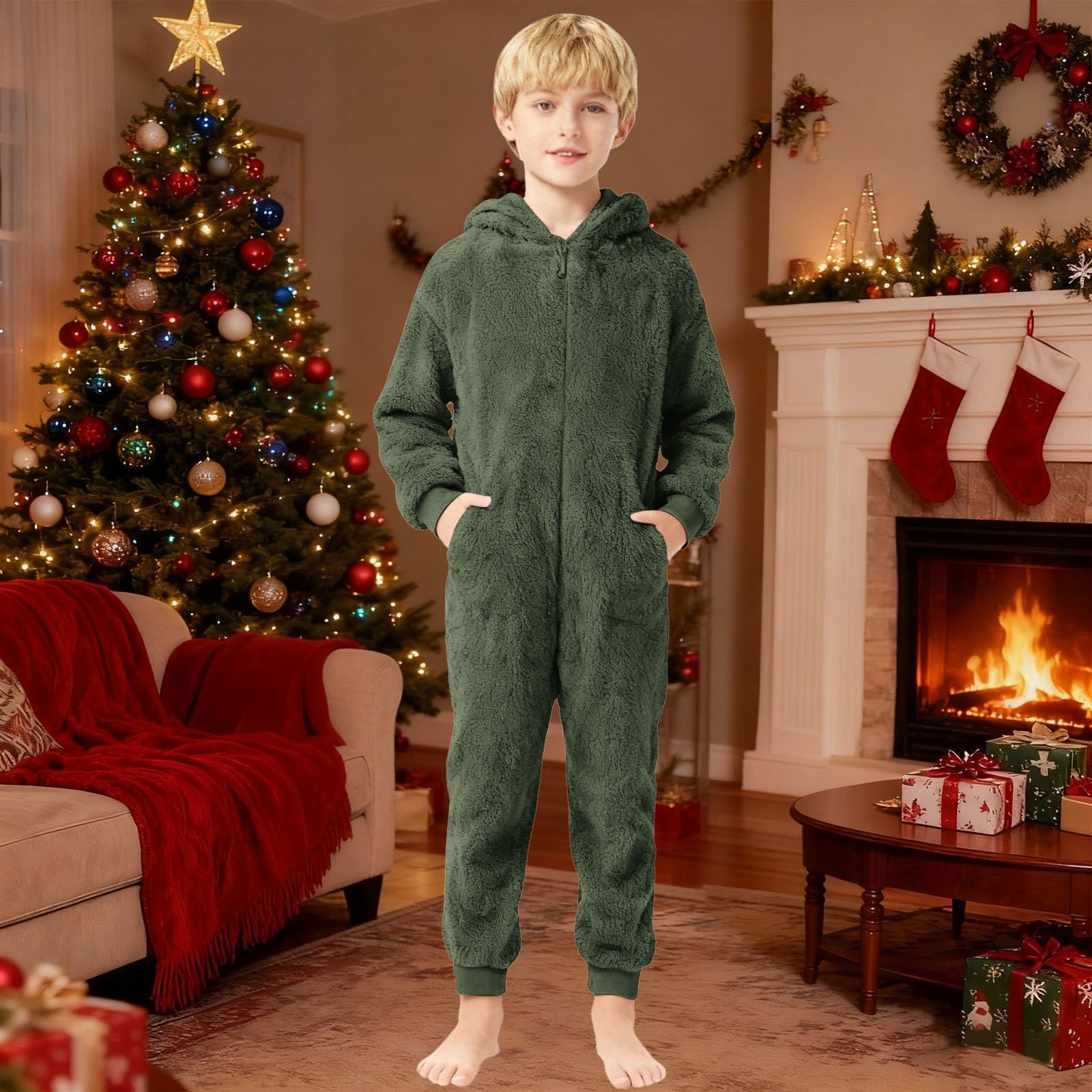Tuta Invernale con Fodera in Pile e Suola Grip, per Bambini Piccoli, Calda e Accogliente, Abbigliamento casa e Esterno