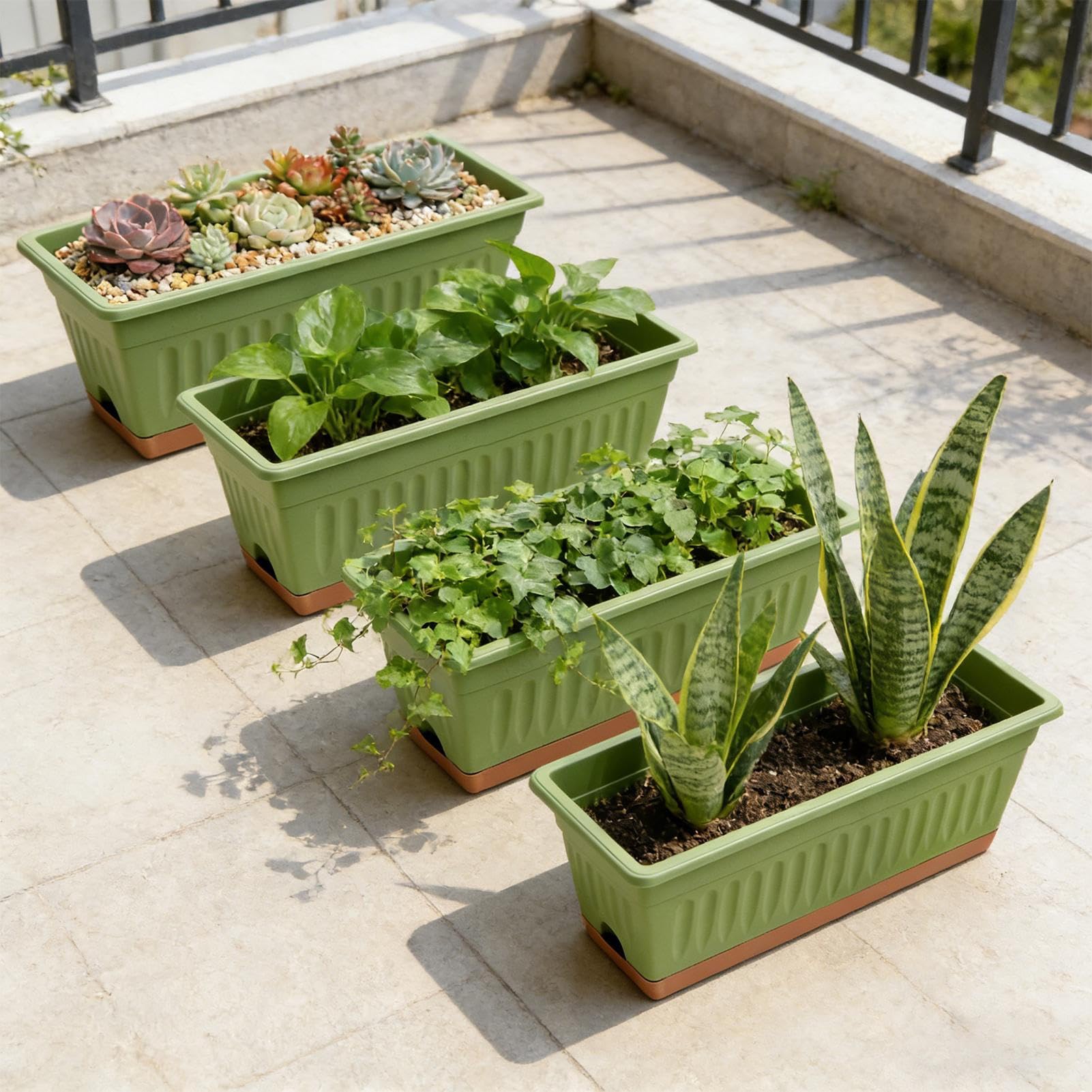 Fioriera per piante da interno 4 Vasi da Fiori con Fori di Drenaggio e