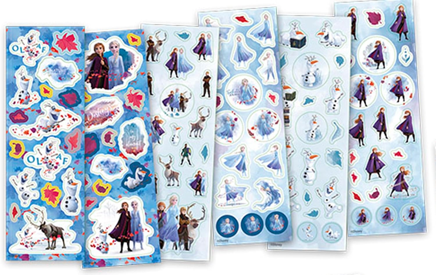Large Frozen II Sticker Box with Over 1100 Stickers on 12 Rolls with Anna & Elsa Motifs - Ideal for Scrapbooking and Crafts