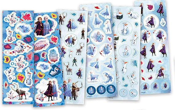 Large Frozen II Sticker Box with Over 1100 Stickers on 12 Rolls with Anna & Elsa Motifs - Ideal for Scrapbooking and Crafts