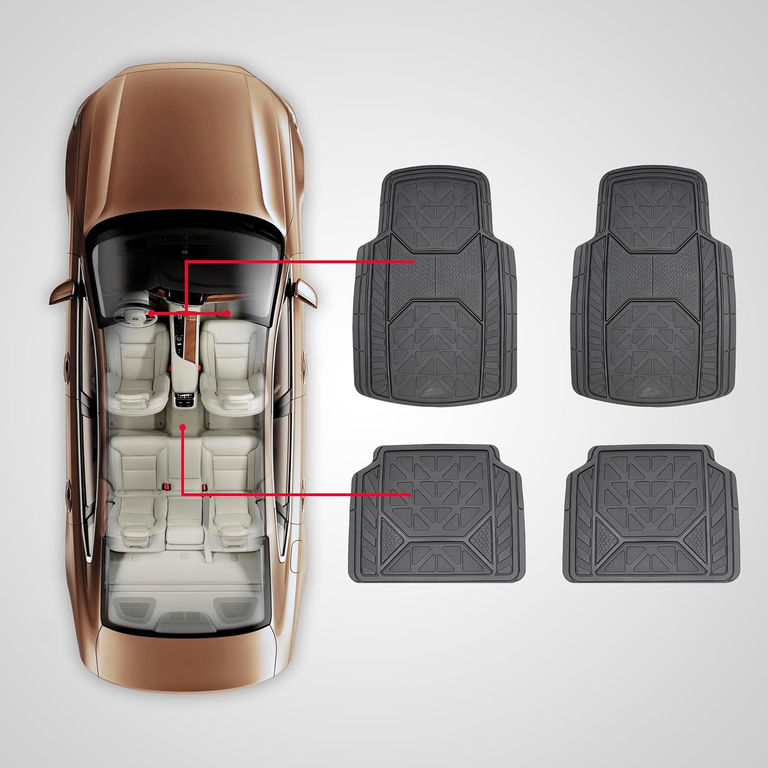Armor All 4-Piece Trim-to-Fit Floor Mats, All-Weather Mats for Cars, Trucks, SUVs — Black