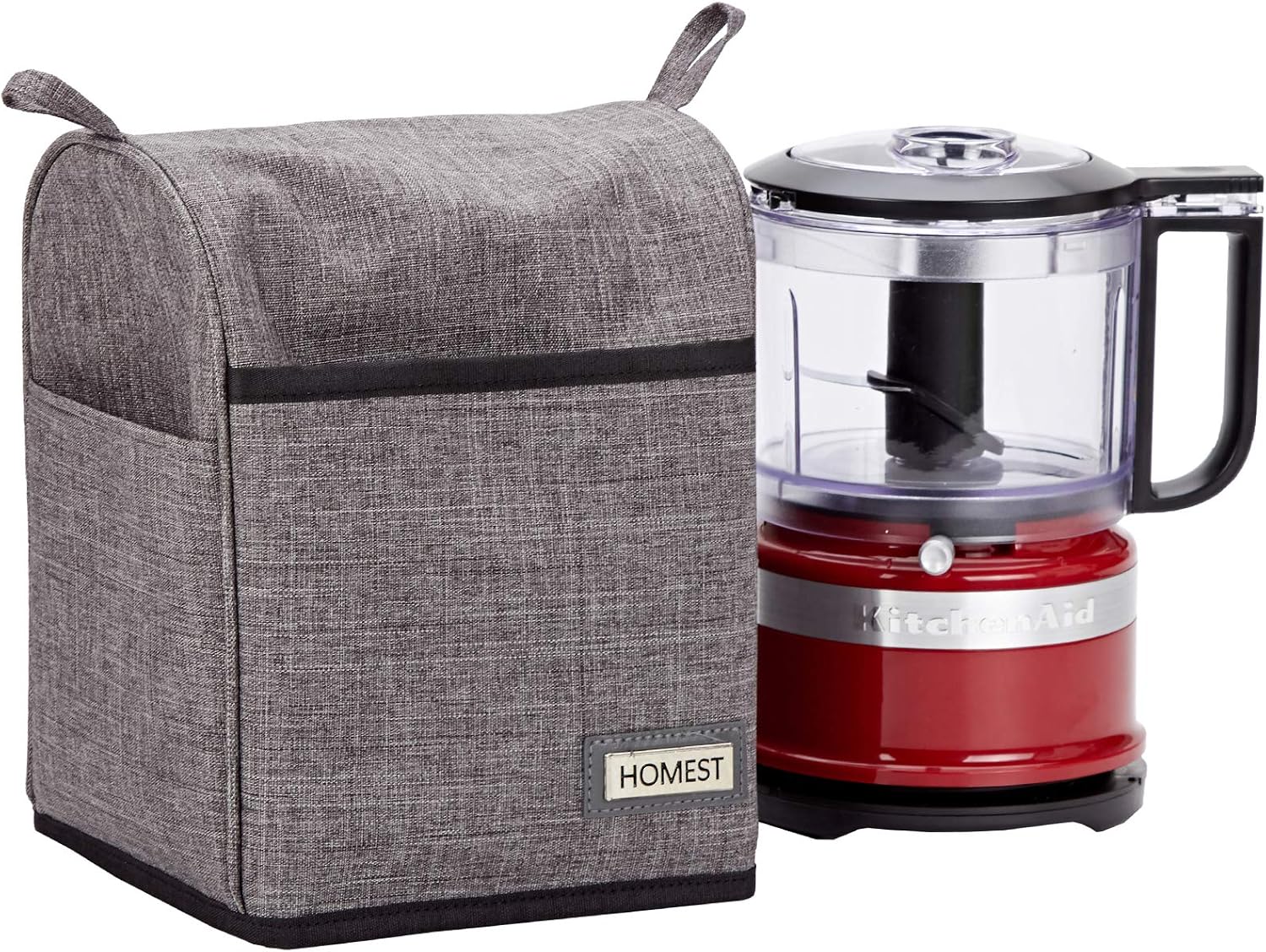 HOMEST Food Processor Dust Cover with Accessory Pockets Compatible with KitchenAid 3-5 Cup, Grey (Dust Cover Only, Patent Pending)