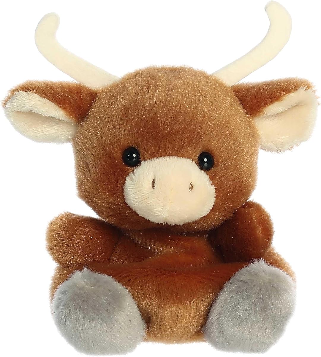 Aurora® Adorable animal de peluche Landon Longhorn™ de Palm Pals™ - Divertido peluche coleccionable para coleccionistas de niños y adultos - Perfecto para decorar habitaciones y regalos de cumpleaños - Marrón 5 pulgadas