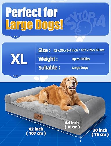 Miniatura 6 de Sytopia Cama ortopédica para perros grandes, a prueba de mordidas, de 42 pulgadas, cama indestructible para perros, cama lavable extra grande para