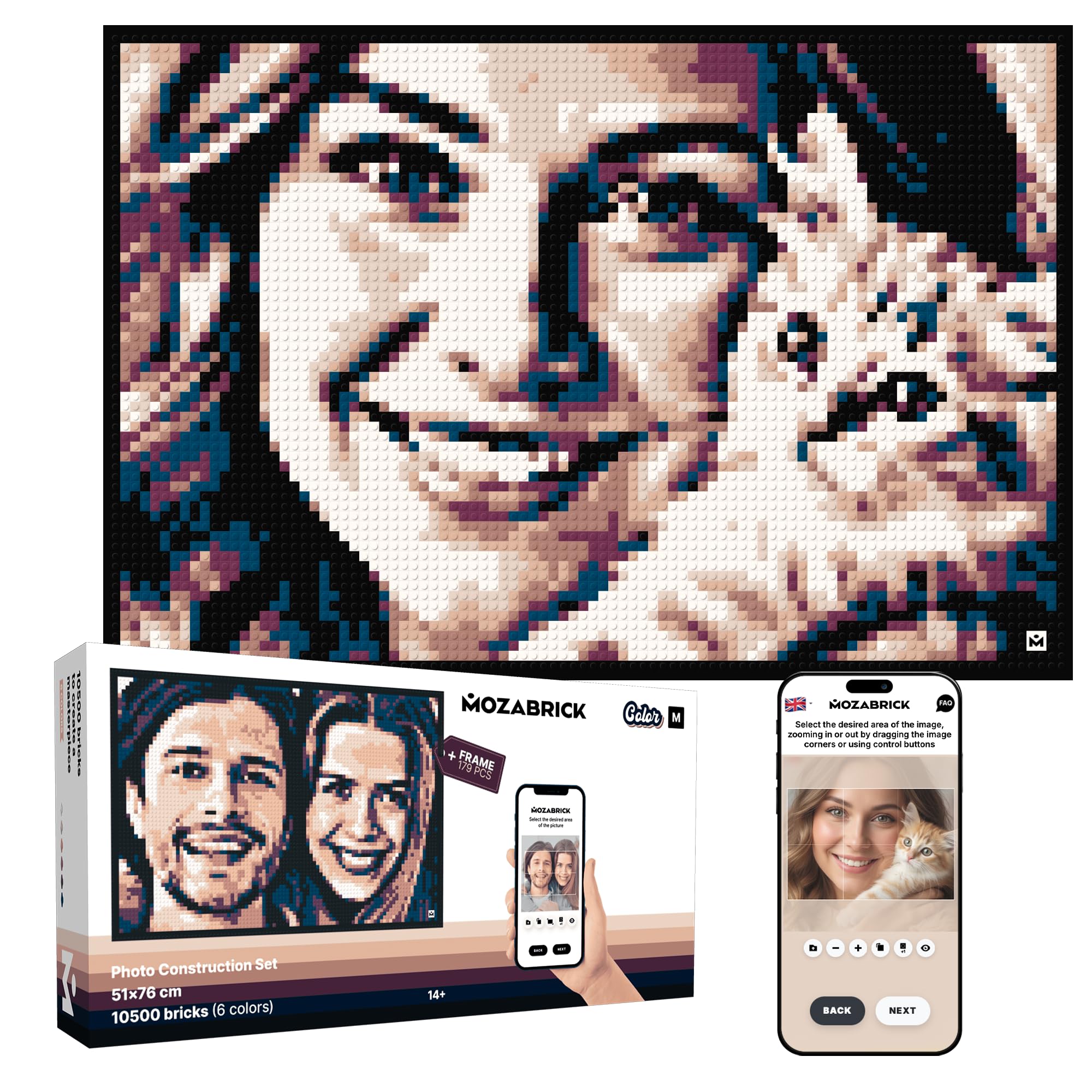 Color M- Klemmbaustein Mosaik Bausatz, Eigenes Foto, personalisiertes Geschenk, Benutzerdefiniert, Bild Baukasten, Bauset, Pixel Art Kunst Steckbaustein Gemälde