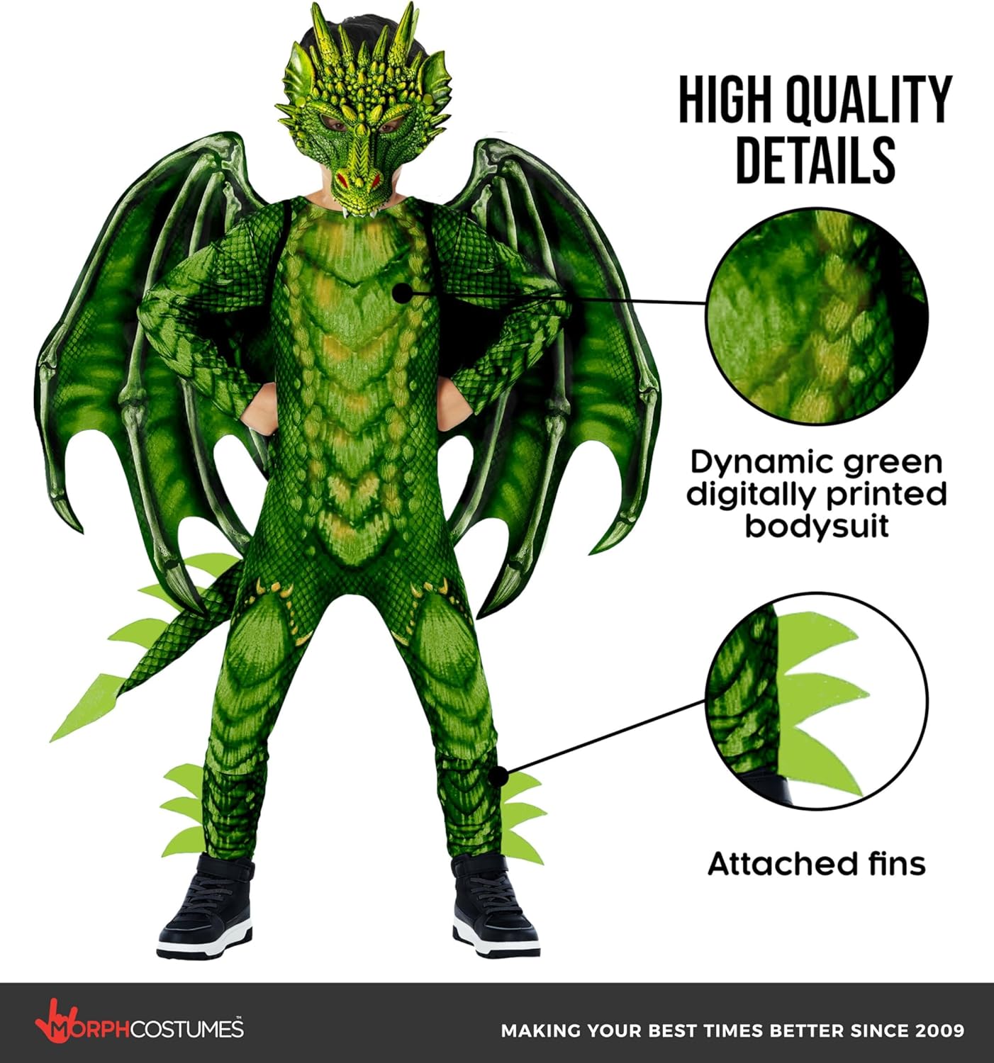 Morph Dragon Costume For Kids, Dragon Wing Costumes For Boys, Halloween Costumes Kids, Boys Halloween Costume - Image 3