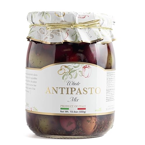 Miniatura 1 de Giusto Sapore Antipasto, mezcla de aceitunas de primera calidad en aceite, importado de Italia y propiedad familiar, 19.4 onzas