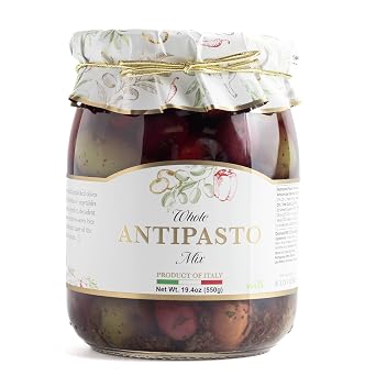 Giusto Sapore Antipasto, Whole Premium Olive Mix in Oil - Imported from Italy and Family Owned - 19.4oz