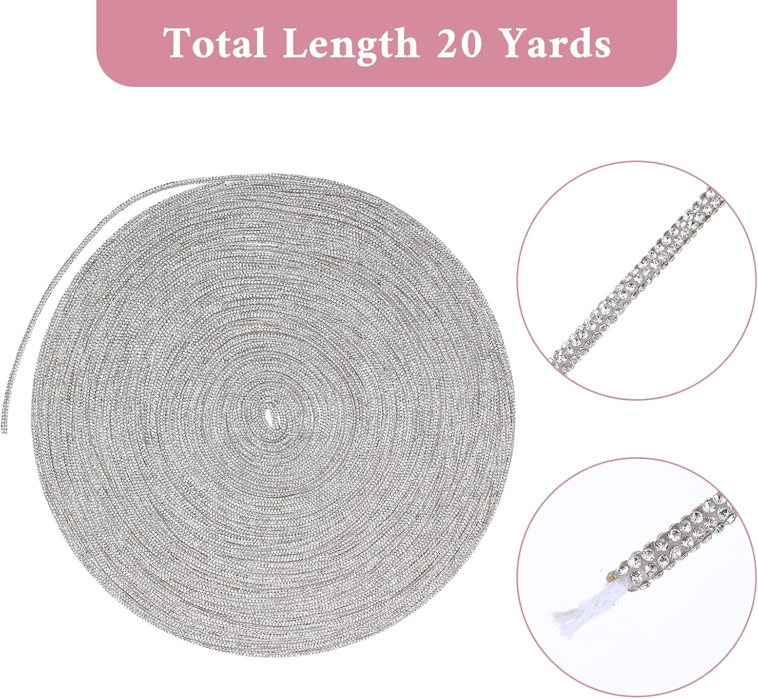 20 Yards Rhinestone Glitter Shoe Laces, Glitter Cord Crystal Shiny Round Cords Bling Hoodie Drawstring for Concerts Festivals DIY Dress Decorations
